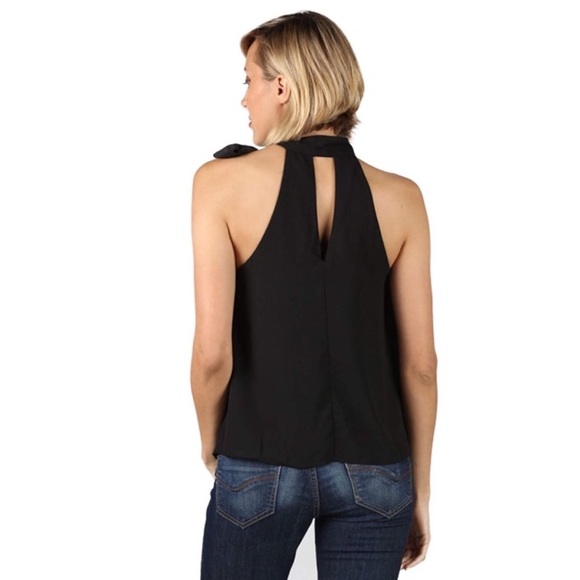 Pussy Bow Mock Halter Sleeveless Chiffon Blouse - Picture 3 of 3